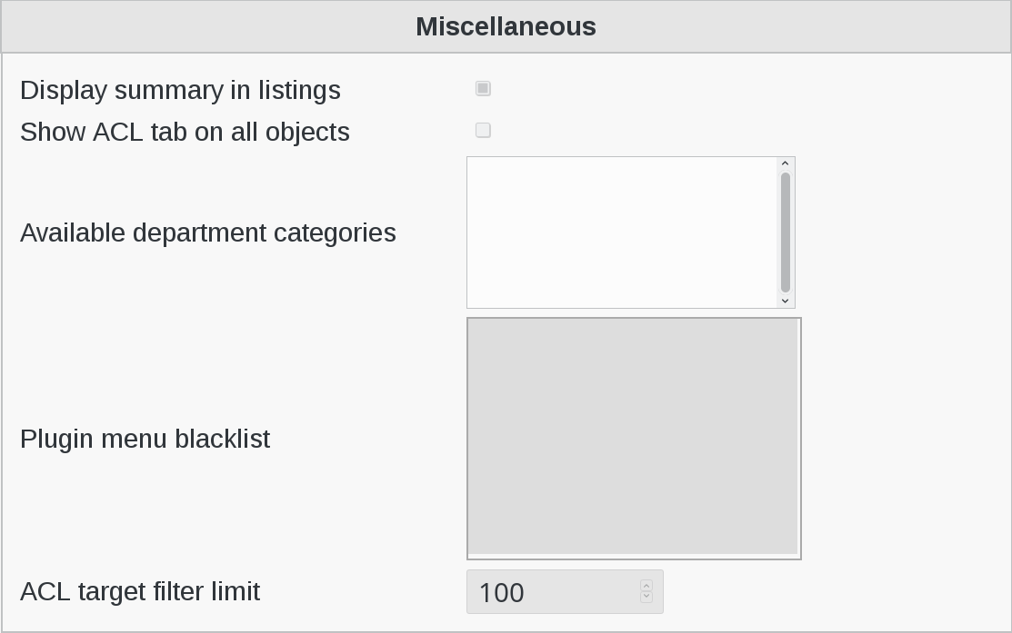 Image of Miscellaneous menu in FusionDirectory