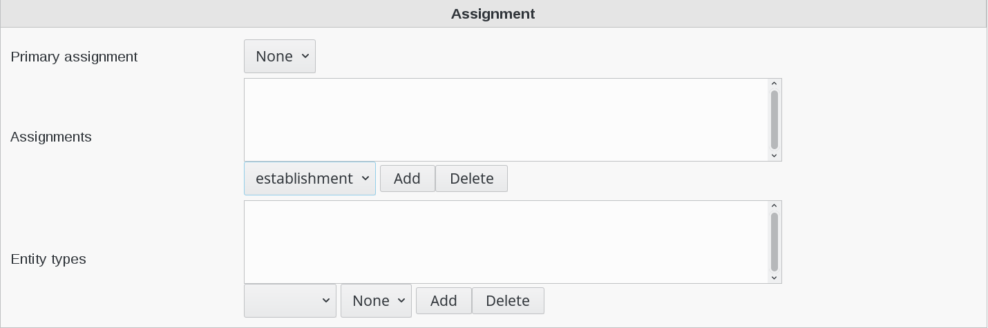 Picture of Assignment settings in FusionDirectory