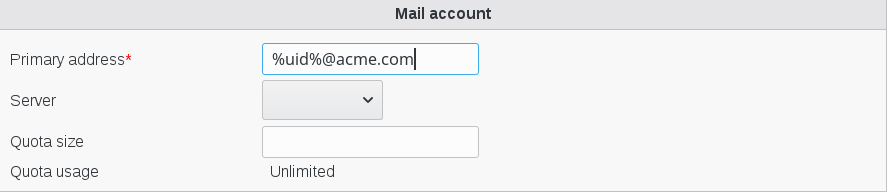 Picture of Mail user account settings screen FusionDirectory