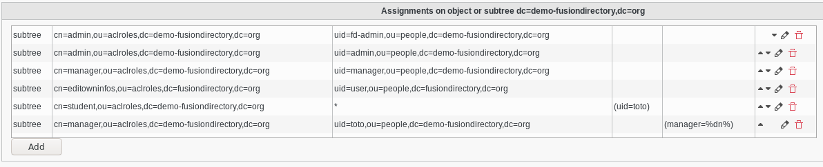 Picture of ACL Assignment tab in FusionDirectory