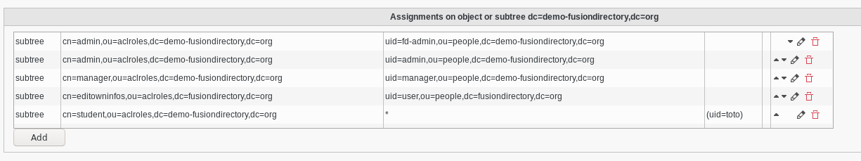 Picture of ACL Assignment tab in FusionDirectory