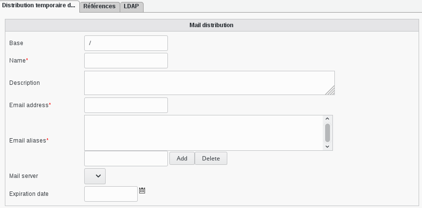 Picture of alias temporary mail view in FusionDirectory