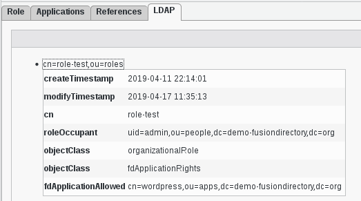 Picture of Applications LDAP tab in FusionDirectory