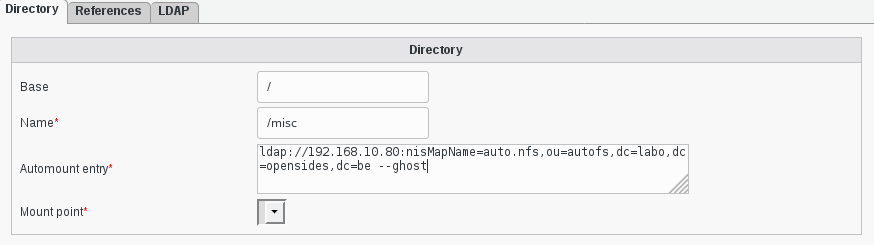 Picture of Autofs directory page creation in FusionDirectory