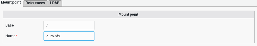 Picture of Autofs mount point page in FusionDirectory