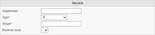Screenshot of record type A