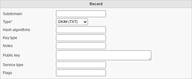 Screenshot of record type DKIM