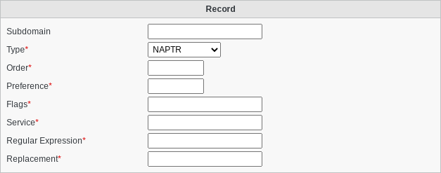 Screenshot of record type NAPTR
