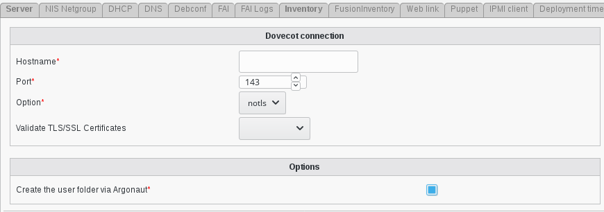 Picture of Dovecot connections in FusionDirectory