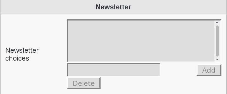 Picture of Newsletter choices in FusionDirectory