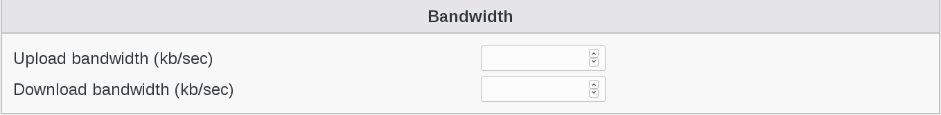 Picture of bandwidth settings in FusionDirectory