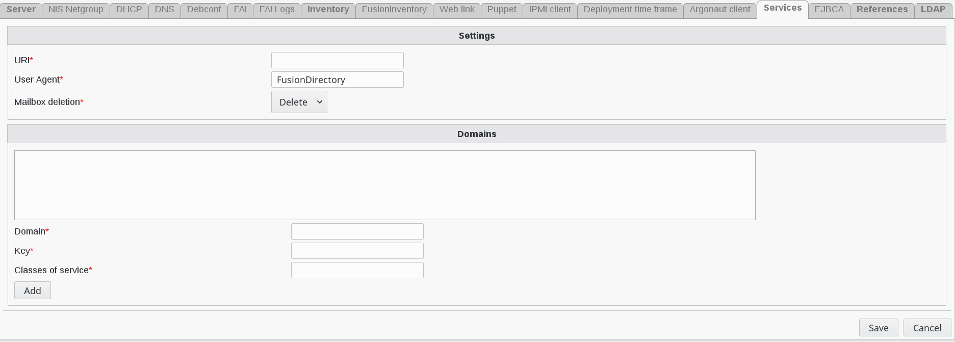 Picture of Renaterpartage settings page in FusionDirectory