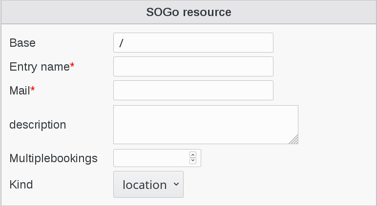 Picture of SOGo resource settings in FusionDirectory