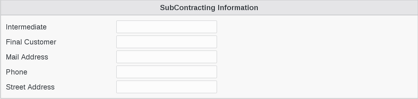 Picture of Subcontracting information in FusionDirectory
