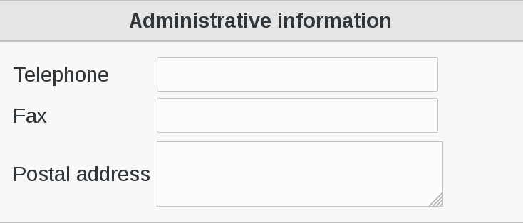 Picture of administrative information menu in FusionDirectory