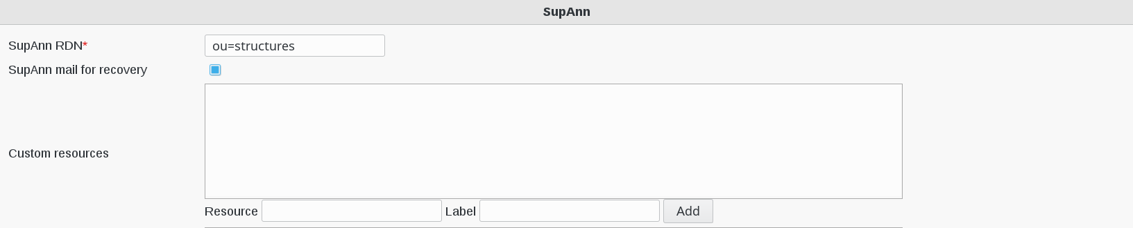 Picture of SupAnn configuration menu_1 in FusionDirectory