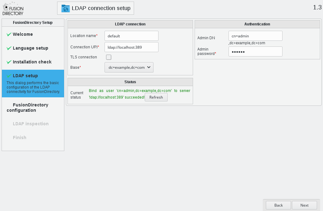 LDAP step of web setup