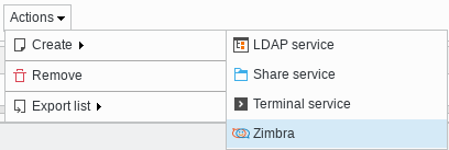 Picture of Add Zimbra in FusionDirectory