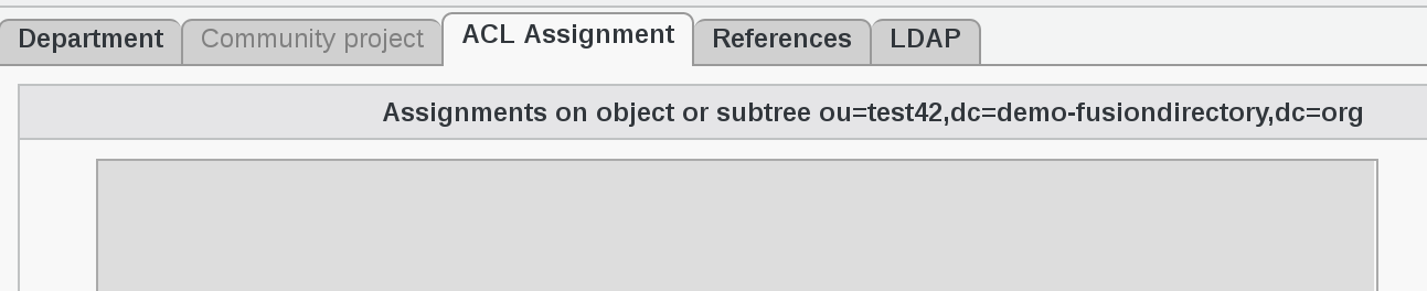 Picture of ACL assignmet tab in FusionDirectory