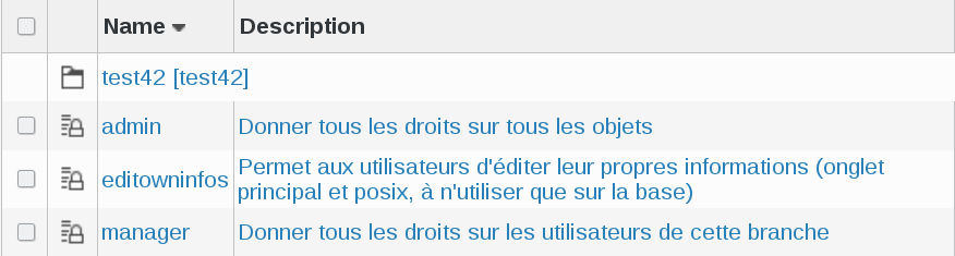 Picture of ACL Roles list in FusionDirectory