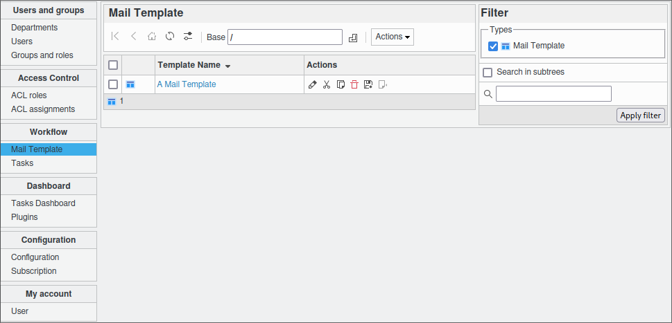Mail Template section in FusionDirectory