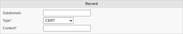 Screenshot of record type CERT