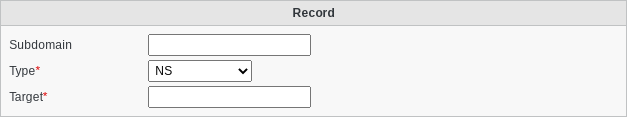 Screenshot of record type NS