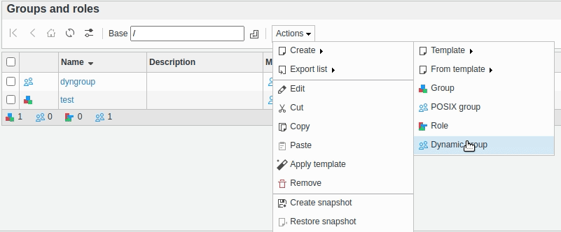 Picture of dynamic group creation menu