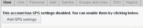Picture of GPG Add GPG settings button in FusionDirectory