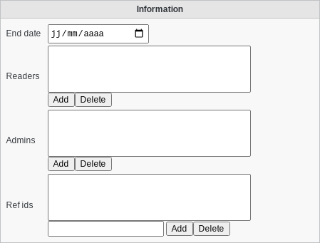 Screenshot of section Information of tab SupAnn of a group