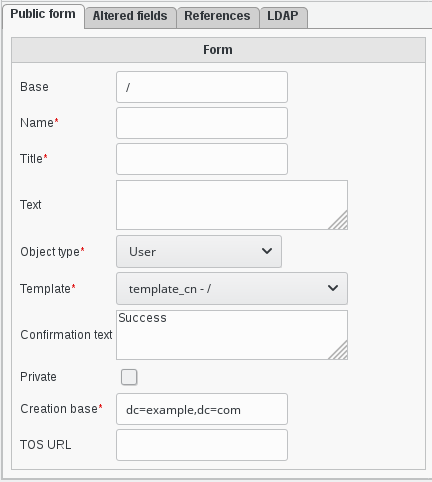 Public Form main tab