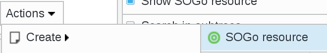 Picture of SOGo create menu in FusionDirectory