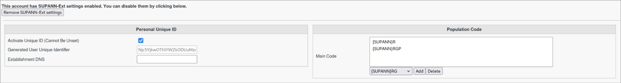 SupAnn-ext tab in FusionDirectory user settings