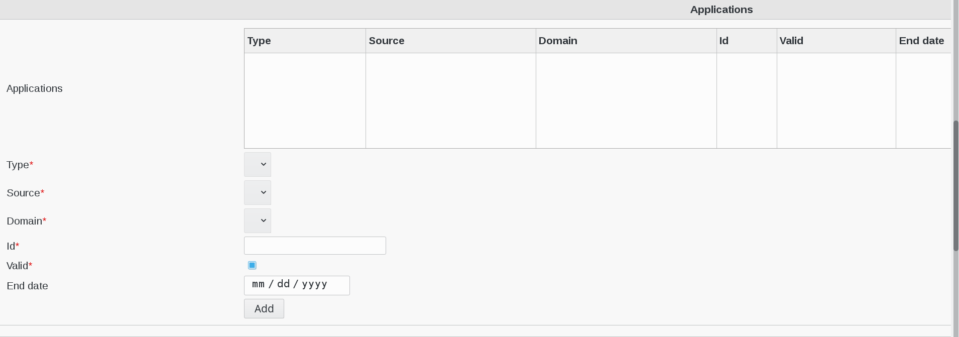 Picture of applications settings in FusionDirectory