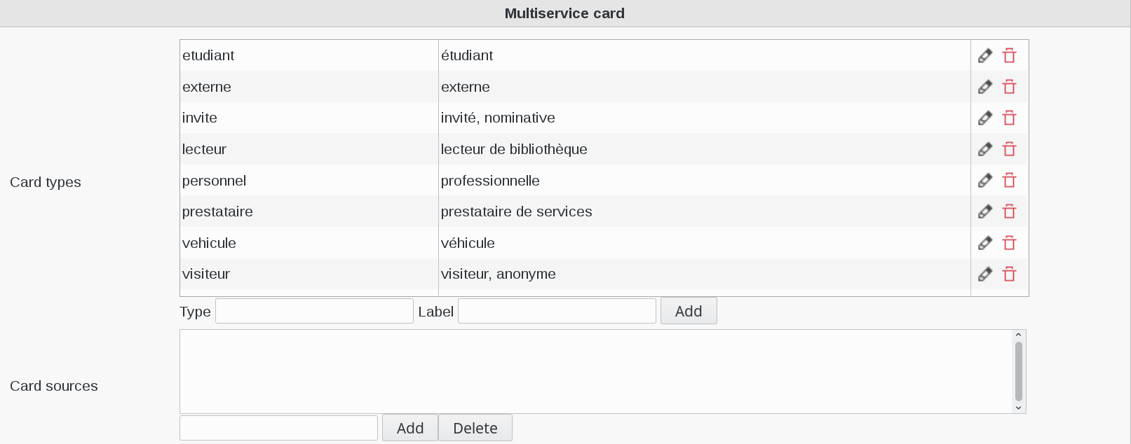 Multiservice Card settings in FusionDirectory