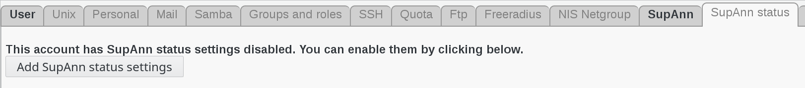 Picture of "Add SupAnn status settings" button in FusionDirectory