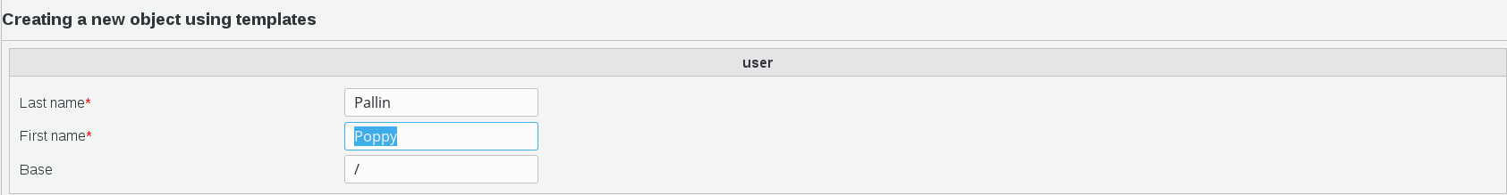Picture of create a new object settings in FusionDirectory