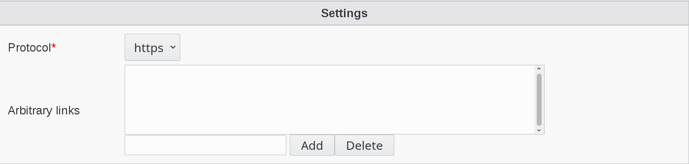 Picture of Web link protocol settings tab in FusionDirectory