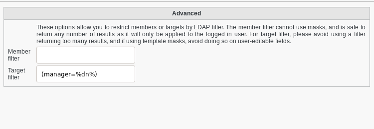 Picture of ACL Assignment advanced filled in FusionDirectory