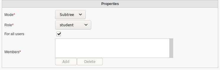 Picture of ACL Assignment properties filled in FusionDirectory