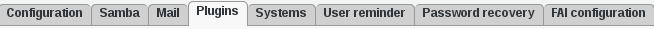 Picture of Plugins tab in FusionDirectory