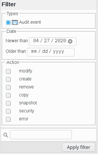 Picture of Audit create a filter in FusionDirectory