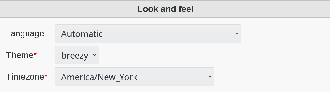 Image of Look and Feel menu in FusionDirectory