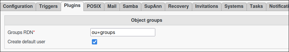 Image of Object groups menu in FusionDirectory