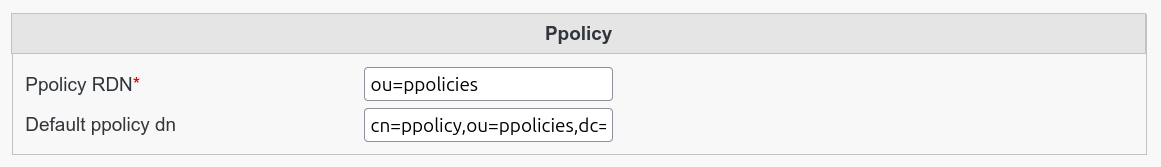 Default ppolicy DN in FusionDirectory configuration backend