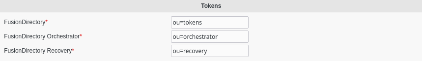 Image of token section in FusionDirectory