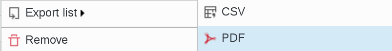 Picture of export list menu in FusionDirectory