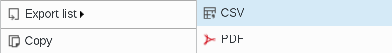 Picture of export menu in FusionDirectory