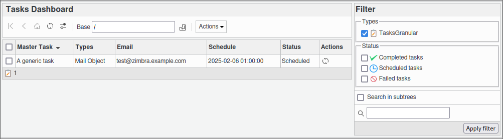 Tasks Dashboard section in FusionDirectory