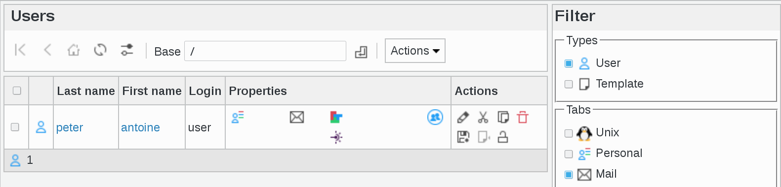 Picture of show Mail filter in FusionDirectory